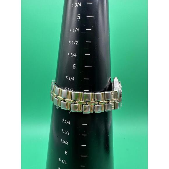 Vintage Dufonte Lucien Piccard Watch Women Gold/Silver Tone W/Rhinestone Bezel main image 4